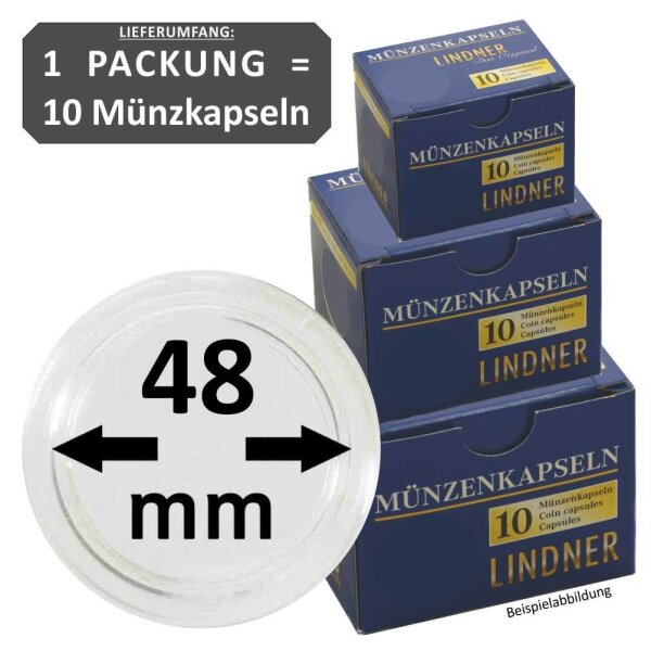 Ø 48 mm Münzkapseln Lindner 1 Pack = 10 Stück