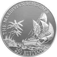 Malediven 250 Rufiyaa 1990 Segelschiff - Silber PP