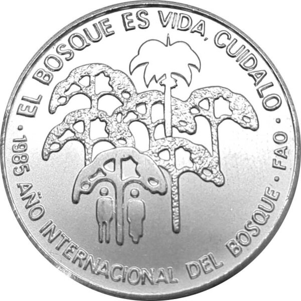 Kuba 5 Pesos 1985 - F.A.O. "Jahr des Waldes" - Silber