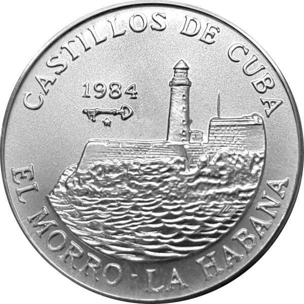 Kuba 5 Pesos 1984 - Festung El Morro de la Habana - Silber