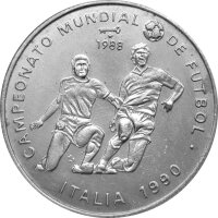 Kuba 5 Pesos 1988 - Fußball WM in Italien - Silber