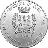 Kuba 5 Pesos 1988 - Fußball WM in Italien - Silber