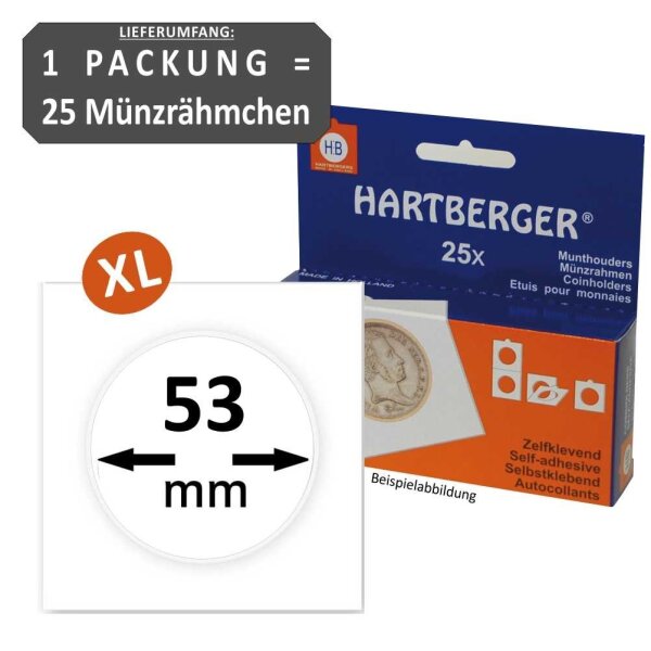 Ø 53 mm Rähmchen Hartberger selbstklebend 1 Pack = 25 Stück