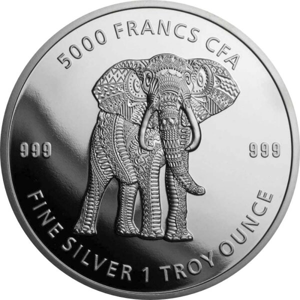 Tschad Mandala 3. Ausgabe Elephant - Elefant 2019 1 oz Silber