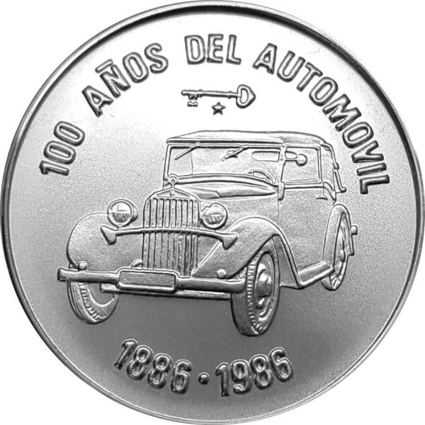 Kuba 5 Pesos 1986 - 100 Jahre Automobil "Mercedes" - Silber