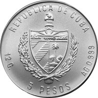Kuba 5 Pesos 1988 - Schachweltmeister José Raúl Capablanca - Silber