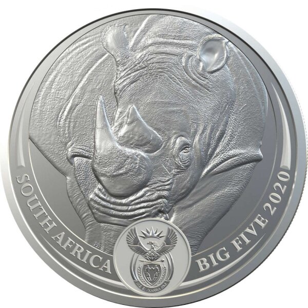 Südafrika Big Five 3. Ausgabe Nashorn 2020 1 oz Silber