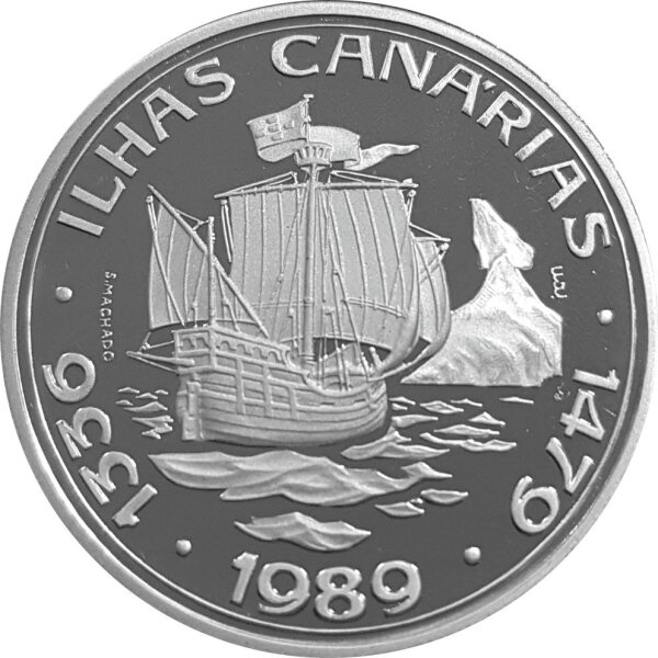 Portugal 100 Escudos 1989 - Kanarische Inseln - Silber PP