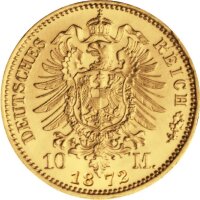 J.242 Preußen 10 Mark 1872 -1873 - Kaiser Wilhlem I. Gold - Erhaltung: ss