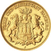 J.210 Hamburg 20 Mark 1875 - 1889 - Stadtwappen - ss