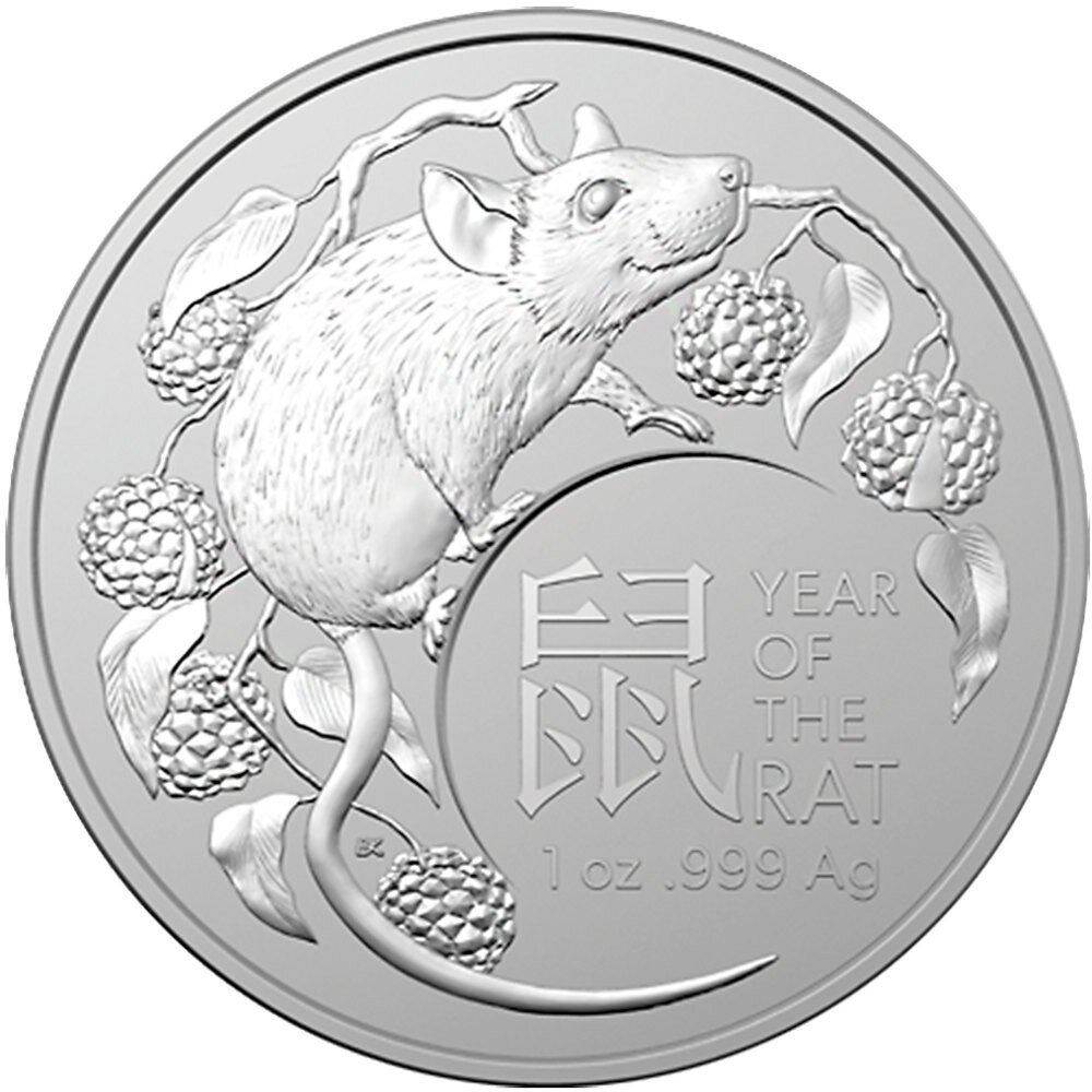 Australien RAM Lunar 2020 1. Ausgabe Jahr der Ratte 1 oz...