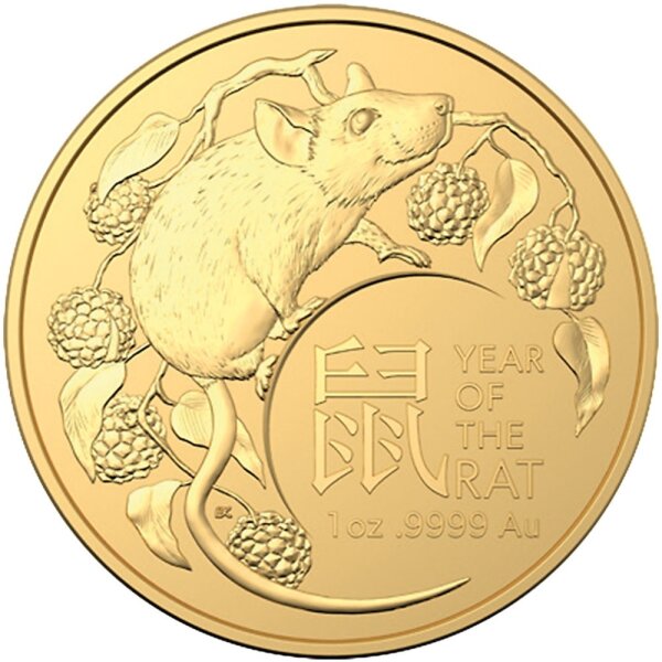 Australien RAM Lunar 2020 1. Ausgabe Jahr der Ratte 1 oz Gold