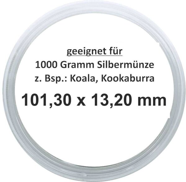 Ø 101,30 mm x 13,20 mm Münzkapseln für 1000 Gramm Silbermünze