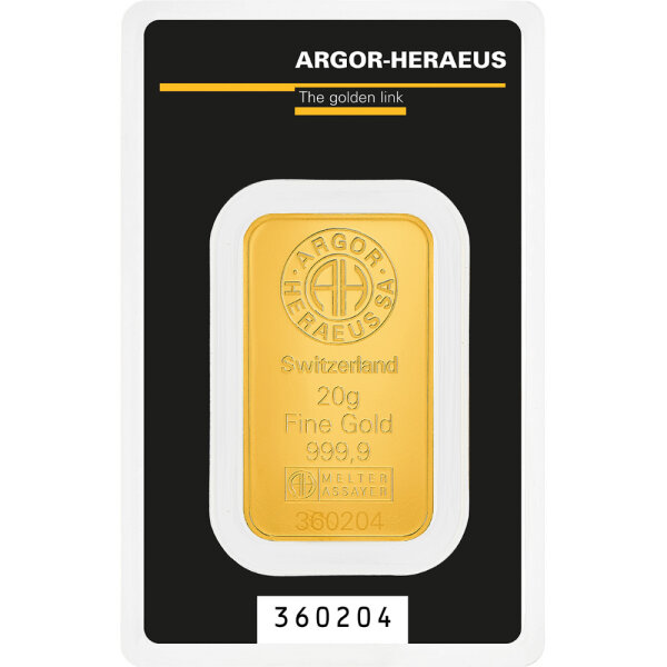20 Gramm Goldbarren Argor-Heraeus | Neuware LBMA