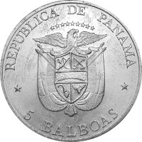 Panama 5 Balboas 1972 - F.A.O. Reispflanze - Silber