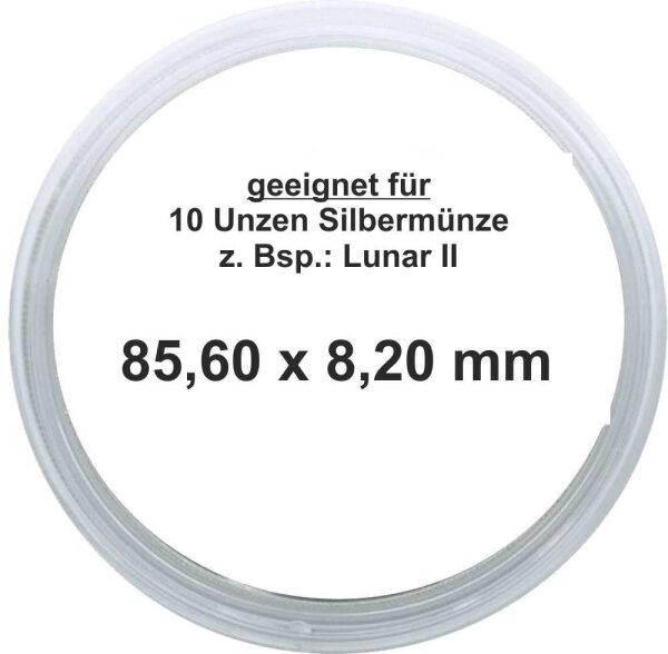 Ø 85,60 mm x 8,20 mm Münzkapseln für 10 Unzen Silbermünze