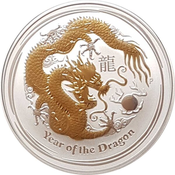 Australien Lunar II 2012 Jahr des Drachen 1 oz Silber - Teilvergoldet