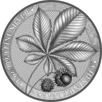 Round Mystischer Wald Chestnut Leaf - Kastanienblatt 2021 1 oz Silber