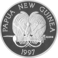 Papua Neuguinea 5 Kina 1997 - Dreimaster "La Recherche" - Silber PP