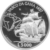 San Marino 5.000 Lire 1997 - Karavelle von Vasco da Gama...
