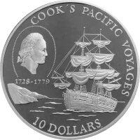 Niue 10 Dollars 1992 - Segelschiff von James Cook -...
