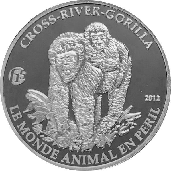 Kamerun 1000 Francs 2012 Cross-River-Gorilla - Silber PP F15