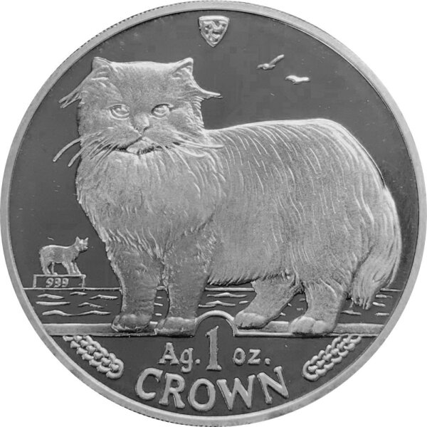 Isle of Man 1989 Perserkatze 1 oz Silber - Polierte Platte