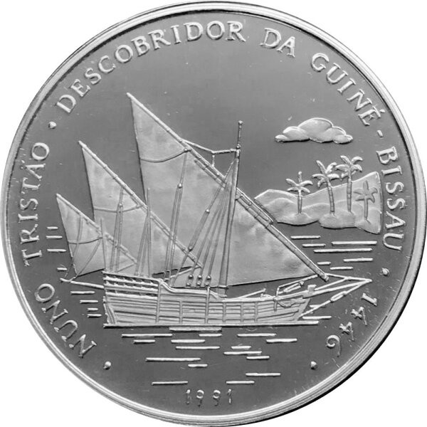 Guinea 10.000 Pesos 1991 Karavelle von Nuno Tristao - Silber PP