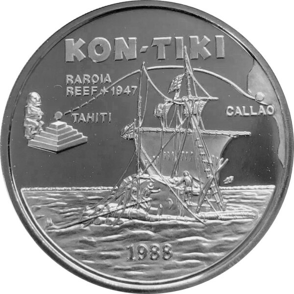 Samoa 1988 Segelfloß "Kon-Tiki" - 1 Unze Silber PP