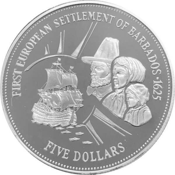 Barbados 5 Dollars 1995 Europäische Siedler - Silber PP