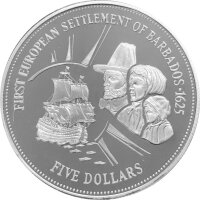 Barbados 5 Dollars 1995 Europäische Siedler - Silber PP