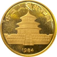 China Panda 1984 1/10 oz Gold - Original-Folie