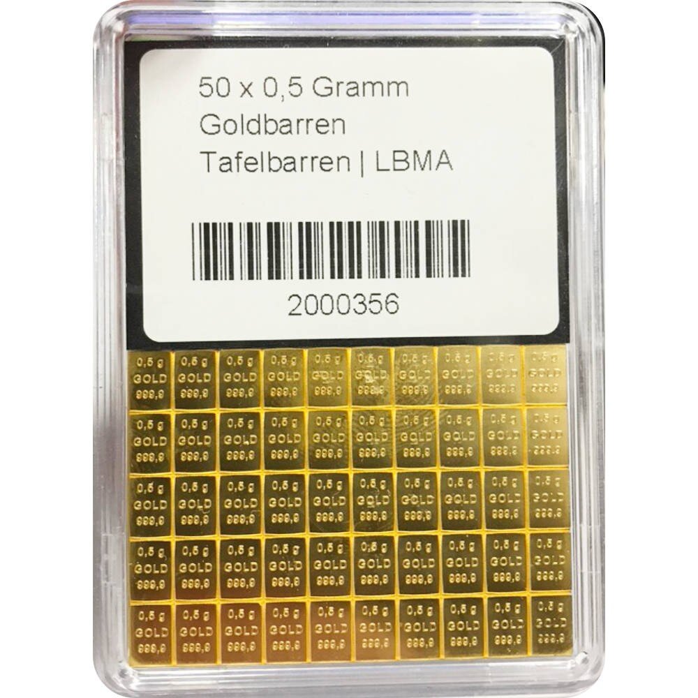 50 x 0,5 Gramm Goldbarren Tafelbarren | LBMA