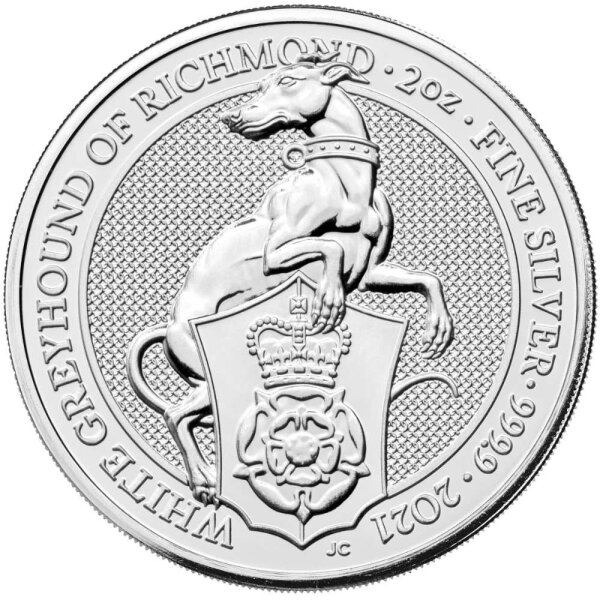 UK The Queen´s Beasts 10. Ausgabe 2021 White Greyhound 2 oz Silber | incl. Kapsel