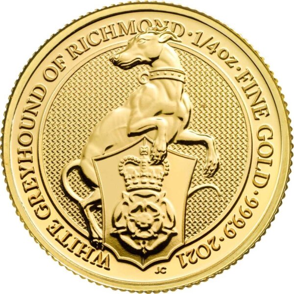 UK The Queen´s Beasts 10. Ausgabe 2021 White Greyhound 1/4 oz Gold