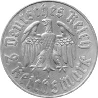 J.352 III. Reich 2 Reichsmark 1933 - D -  Martin Luther Silber - ss