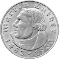 J.353 III. Reich 5 Reichsmark 1933 - A -  Martin Luther...