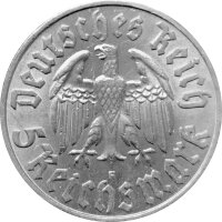 J.353 III. Reich 5 Reichsmark 1933 - A -  Martin Luther Silber - ss