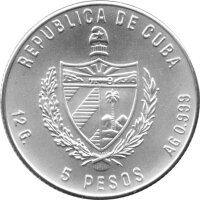 Kuba 5 Pesos 1983 - F.A.O. "Weltfischereikonferenz - Languste" - Silber
