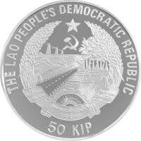 Laos 50 KIP 1991 Tiger mit Jungen - Silber PP