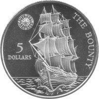 Niue 5 Dollars 1992 - HMS Bounty - Silber PP