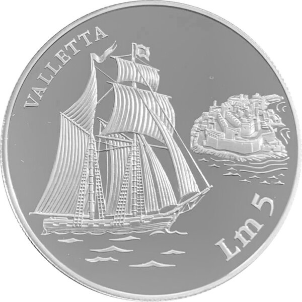 Malta 5 Lira 1994 Segelschiff Valletta - Silber PP