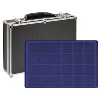 Münzkoffer inclusive 8 dunkelblauen Tableaus | 45 x...