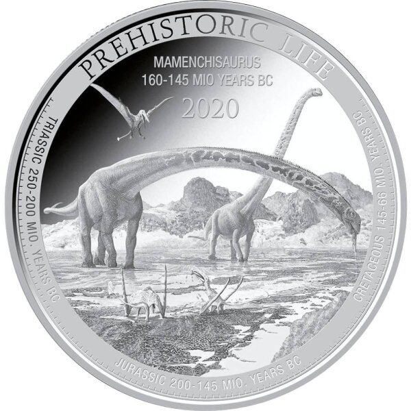 Kongo Prehistorical Life 3. Ausgabe 2020 Mamenchisaurus 1 oz Silber