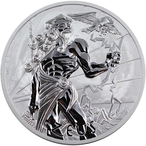 Tuvalu Olympische Götter 1. Ausgabe Zeus 2021 5 oz Silber