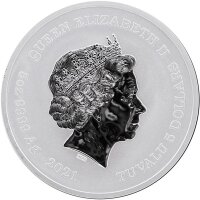 Tuvalu Olympische Götter 1. Ausgabe Zeus 2021 5 oz Silber