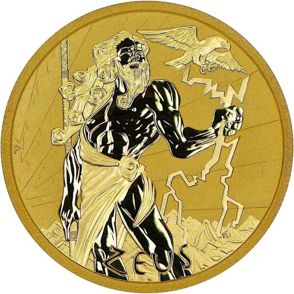 Tuvalu Olympische Götter 1. Ausgabe Zeus 2021 1 oz Gold