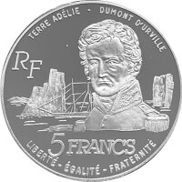 Frankreich 5 Francs 1992 Arktisexpedition - Silber PP