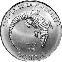 Kuba 5 Pesos 1985 - Naturschutz "Krokodil" -...