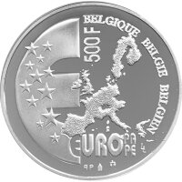 Belgien 500 Francs 2001 EU-Ratspräsidentschaft - Silber PP